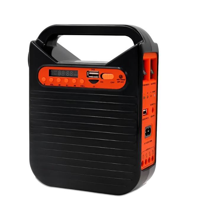 Фонарь-Power Bank EP-391bt радио-блютуз с солнечной панелью+лампочки 3шт