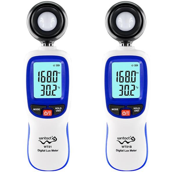 Цифровий люксметр (вимірювач освітленості + термометр) Bluetooth 200000 Lux WINTACT WT81B