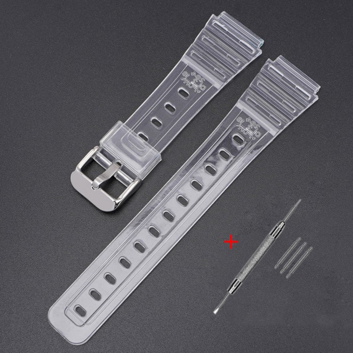 Ремінець для Casio G-Shock F-84/94/105, F-91W, AE1300 Jelly Transparent Silver