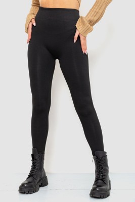 Лосіни безшовні на флісі, колір чорний, 139RW822