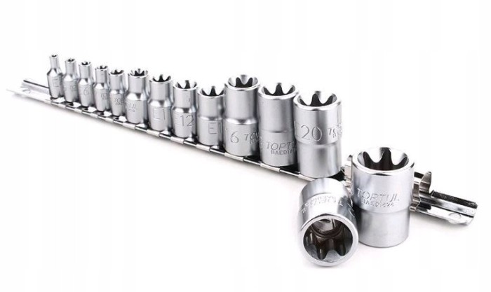 Набір головок TORX на планці TOPTUL 1/4"-1/2" E4-E24 14ед. GAAR1402