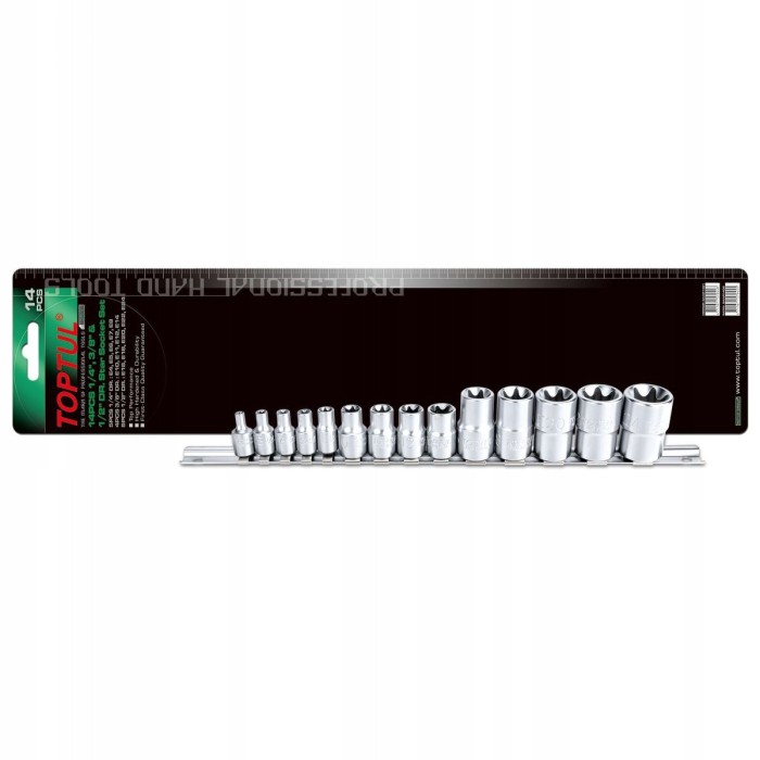 Набір головок TORX на планці TOPTUL 1/4"-1/2" E4-E24 14ед. GAAR1402