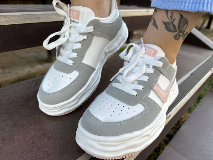 Женские кроссовки Ailaifa8823-grey Бело-серые