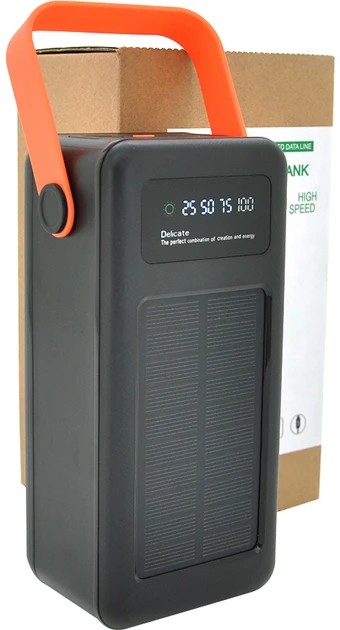 Портативная батарея NEW внешняя повербанк Power Bank 100000 mAh с солнечной панелью и фонариком