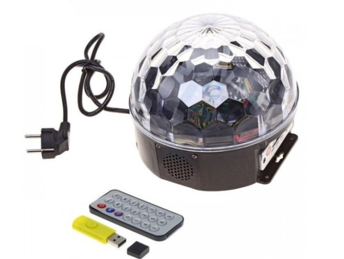 Музыкальный диско-шар с Bluetooth, USB, светомузыкой, 2-я динамиками и пультом