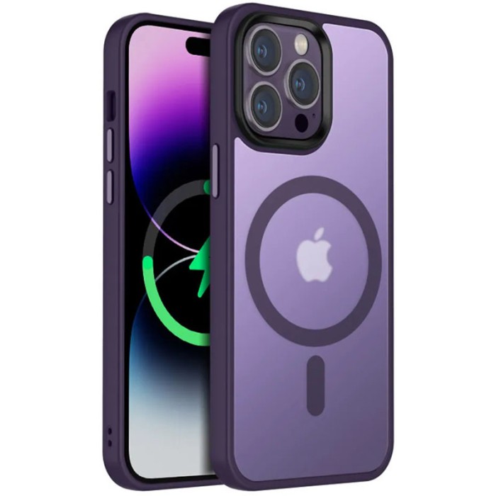 TPU+PC чохол Metal Buttons with MagSafe Colorful для Apple iPhone 13 Pro (6.1") Чорний / Black