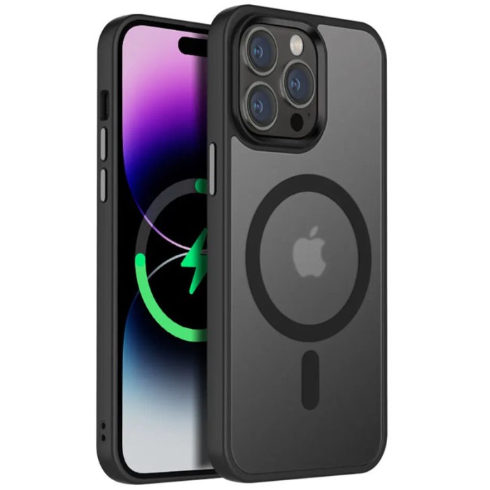 TPU+PC чохол Metal Buttons with MagSafe Colorful для Apple iPhone 13 Pro (6.1") Чорний / Black