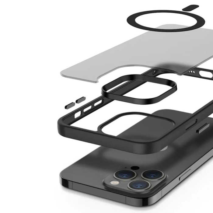 TPU+PC чохол Metal Buttons with MagSafe Colorful для Apple iPhone 13 Pro (6.1") Чорний / Black