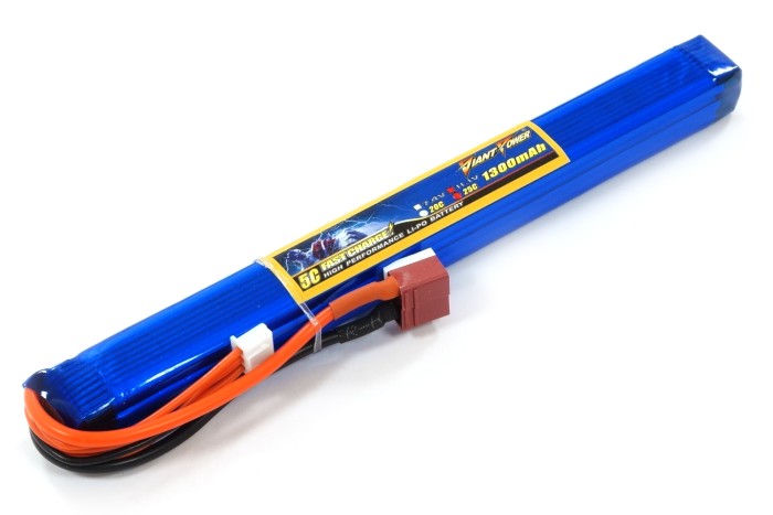 Акумулятор для страйкбола Giant Power (Dinogy) Li-Pol 1300 мАг 11.1 В 190x18x17 мм T-Plug 25C