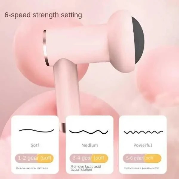 Массажер ручной Replicates Shiatsu Massager YX-720 для тела аккумуляторный с насадками антицеллюлитный Розовый