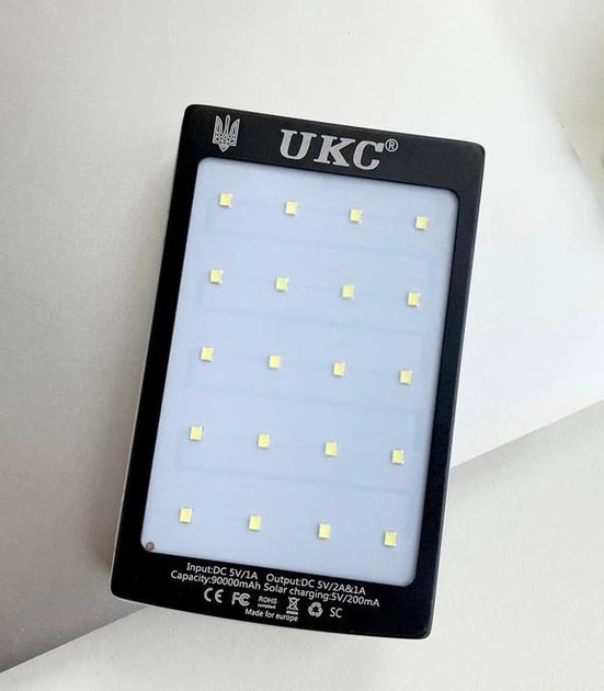 УМБ Power Bank Solar 90000 mAh мобильное зарядное с солнечной панелью и лампой, Power Bank Charger ART-4531