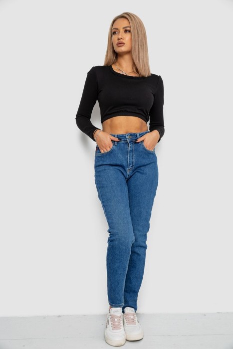 Джинси жіночі Mom-fit стрейч, колір синій, 244R1134