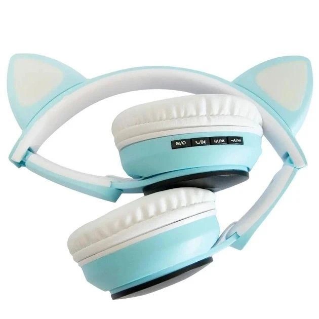 Беспроводные наушники "Кошачьи ушки" CatEar ST77M с подсветкой RGB Bluetooth MP3 плеер Blue