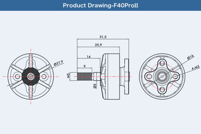 Мотор T-Motor F40 PRO II 2306 2600KV для мультикоптерів (червоний)