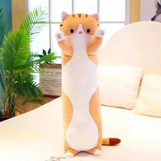 Игрушка детская Кот Батон 70 см Коричневый / Плюшевая игрушка подушка длинный котенок