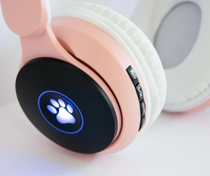 Детские наушники без проводов "Wireless earphone ST77M" Розовые, bluetooth наушники с кошачьими ушками