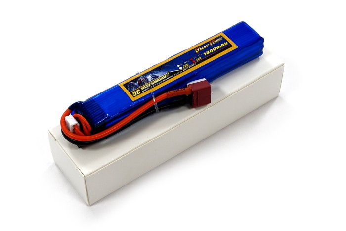 Акумулятор для страйкбола Giant Power (Dinogy) Li-Pol 1300 мАг 11.1 В 130x21x18 мм T-Plug 25C