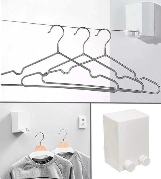 Сушилка для вещей Japanese clothesline, Белая автоматическая бельевая веревка - настенная сушилка 4.2 м