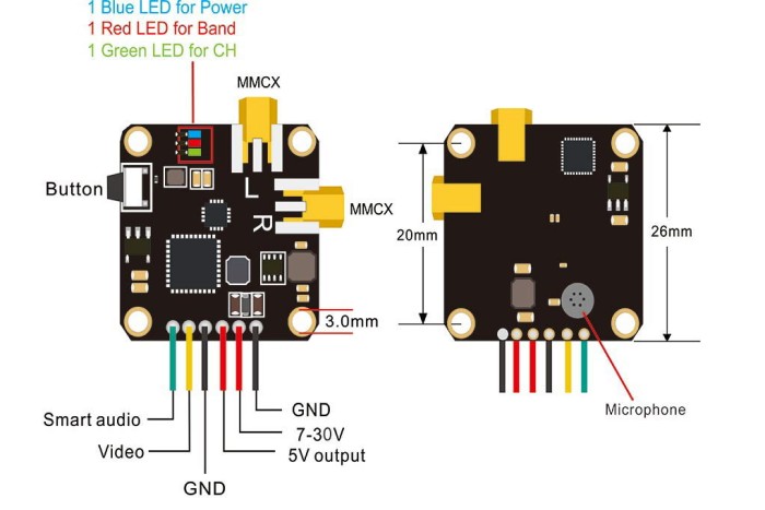 Відеопередавач AKK New Era 5.8GHz Diversity 25-400mW 20x20мм