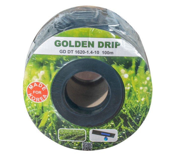 Стрічка крапельна 8 mil крок 30 см бухта 100 метрів емітерна GOLDEN DRIP