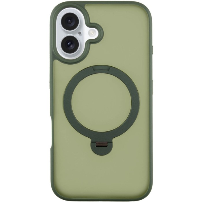 TPU+PC чохол Metal Buttons with MagSafe Colorful HQ Ring для Apple iPhone 16 (6.1") Green