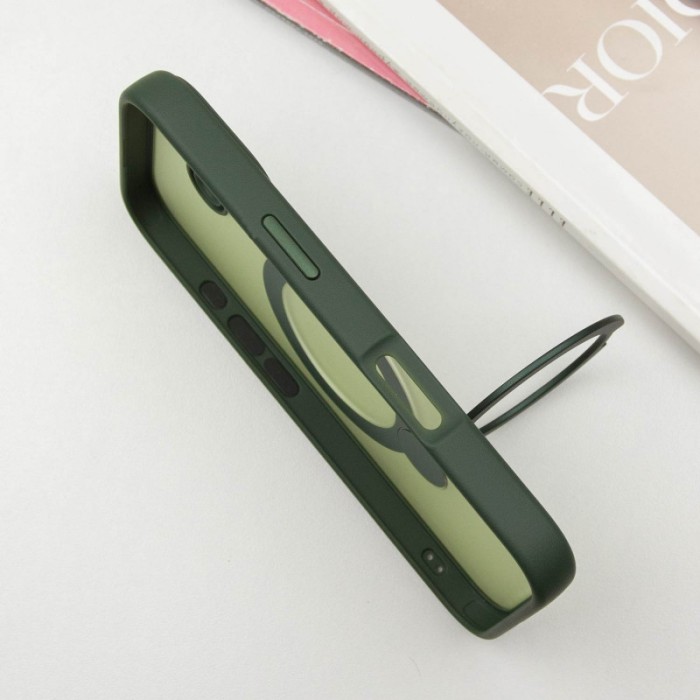 TPU+PC чохол Metal Buttons with MagSafe Colorful HQ Ring для Apple iPhone 16 (6.1") Green