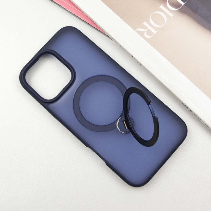 TPU+PC чохол Metal Buttons with MagSafe Colorful HQ Ring для Apple iPhone 16 Pro Max (6.9") Black