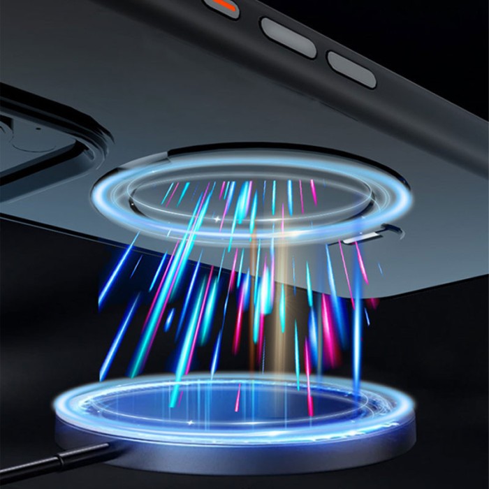 TPU+PC чохол Metal Buttons with MagSafe Colorful HQ Ring для Apple iPhone 16 Pro Max (6.9") Black