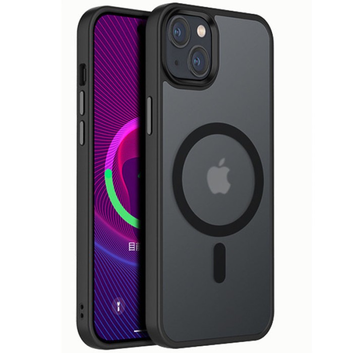 TPU+PC чохол Metal Buttons with MagSafe Colorful для Apple iPhone 15 (6.1") Бордовий / Wine Red
