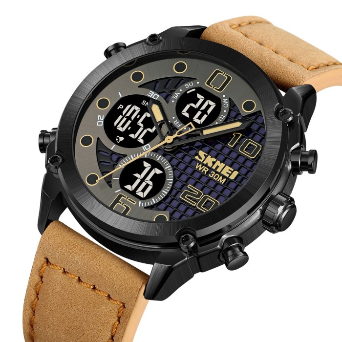 Skmei 1975LLTBNBK Light Brown-Black Leather. SALE