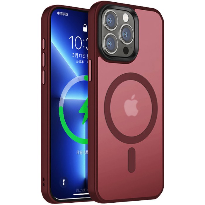 TPU+PC чохол Metal Buttons with MagSafe Colorful для Apple iPhone 15 Pro Max (6.7") Сірий / Grey