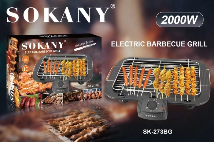 Электрический гриль SOKANY SK-273BG 2000 Вт с регулируемым термостатом