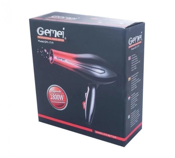 Профессиональный фен для волос Gemei GM-1719 2 скорости 3 режима нагрева холодный обдув 1800 Вт