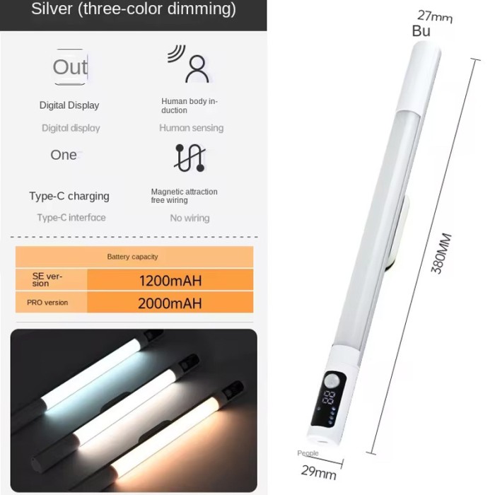Сенсорний світильник LED з датчиком руху MZ-L2902 Pro (29*27*380mm) Black