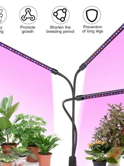 Ультрафиолетовая лампа для растений j22wl-03 LED LIGHT Полный спектр 3 головы LED
