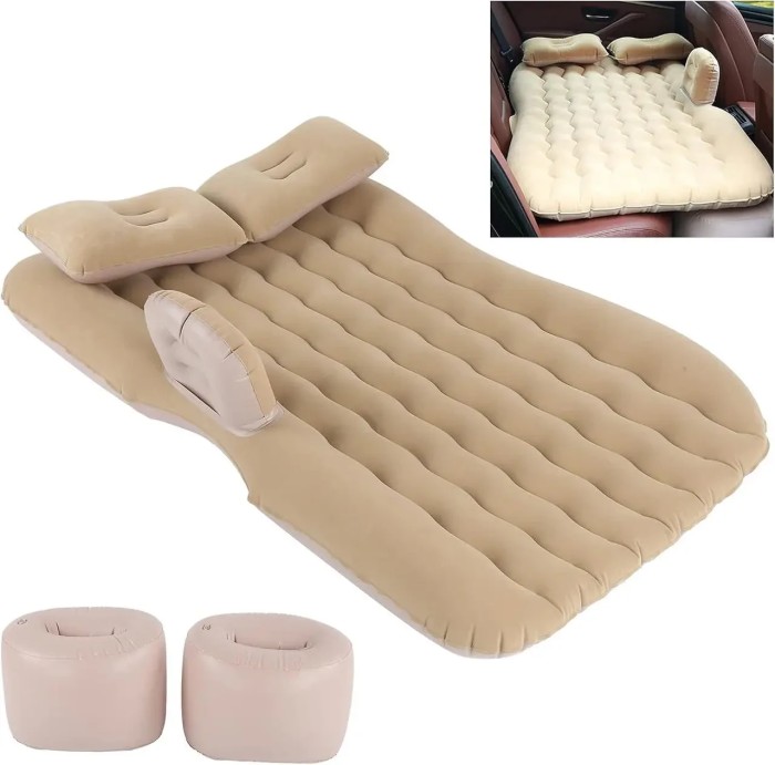 Автомобильный надувной матрас 132x80x15 см Car Travel Bed бежевого цвета для заднего сиденья
