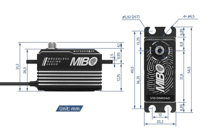 Сервопривід MIBO MB-2311WP 14.5кг/0.062с/8.4В безколекторний