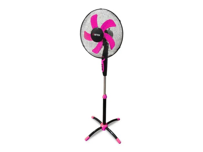 Вентилятор напольный BITEK 16" (40см) 100Вт 5 пласт. черный/розовый BT-1630BP