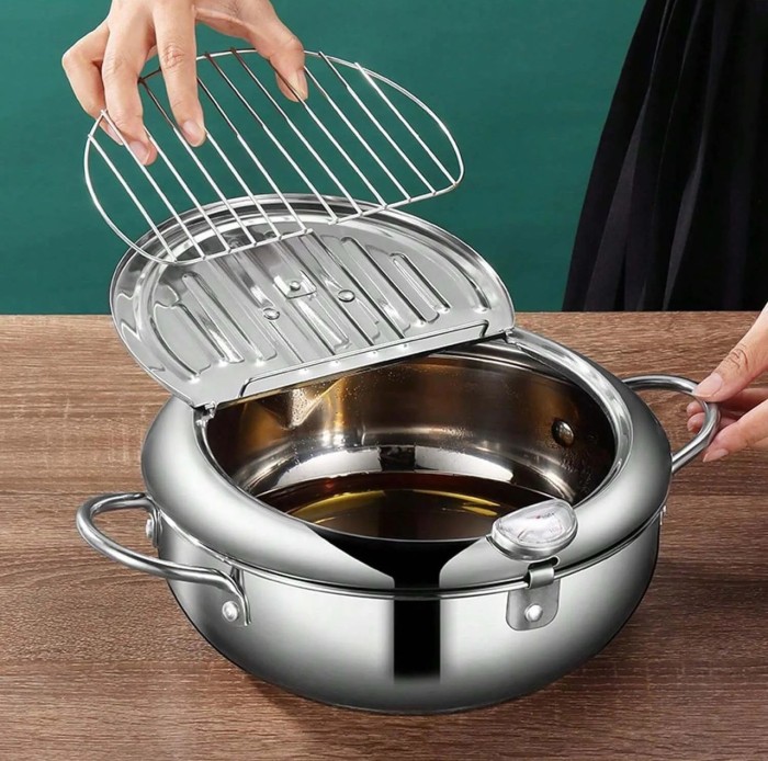 Фритюрница Fryer Pot 2,2л маленькая фритюрница из нержавеющей стали, жаровня с термометром