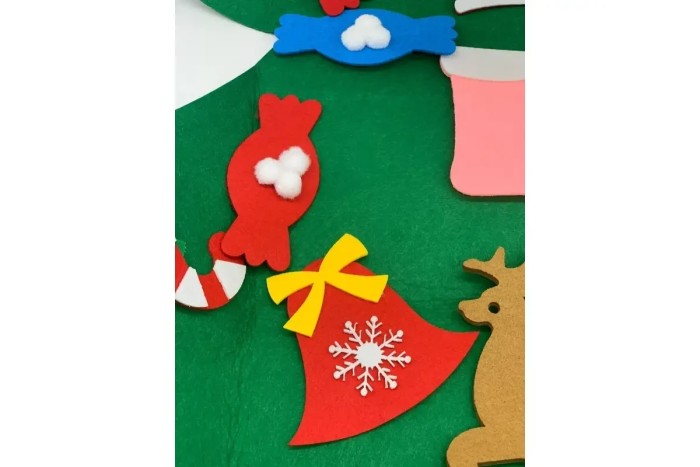 Детская Рождественская елочка с игрушками из фетра Chrismas Free Детская елочка на стену 95x70 см