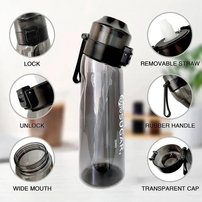 Бутылка ароматическая спортивная для воды Air Up Bottle 650 мл + 7 капсулы Черный