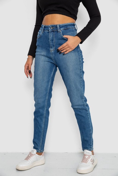 Джинси жіночі Mom-fit стрейч, колір синій, 244R1136