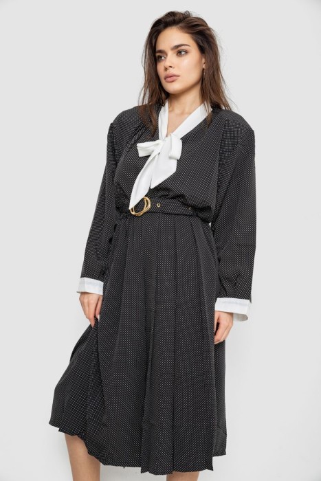Костюм жіночий класичний у горох, колір синьо-білий, 167R3002