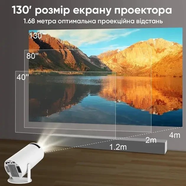Профессиональный смарт-проектор PR80 4K Ultra HD с Wi-Fi, Bluetooth, Android 11, HDMI, USB и пультом Air Mouse