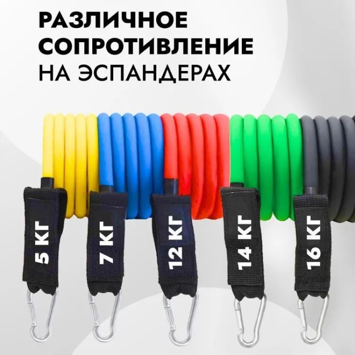 Еспандер гумовий джгут вправи, Гумка еспандер для фітнесу вправи, Фітнес гумки 5 в 1