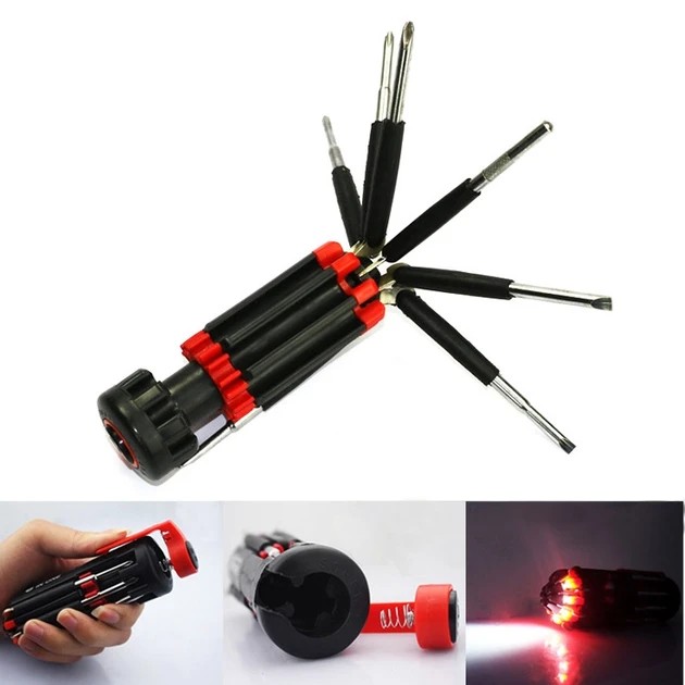 Отвертка универсальная с фонариком 8 в 1 Screwdrivers