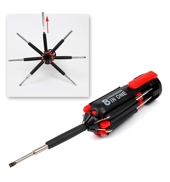 Отвертка универсальная с фонариком 8 в 1 Screwdrivers