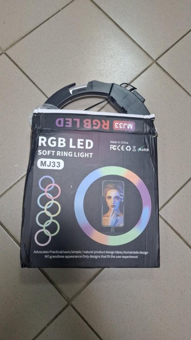 УЦЕНКА! Светодиодная кольцевая LED лампа для селфы, фото и видео RGB MJ33 (33см) (Трещина на корпусе 2937)