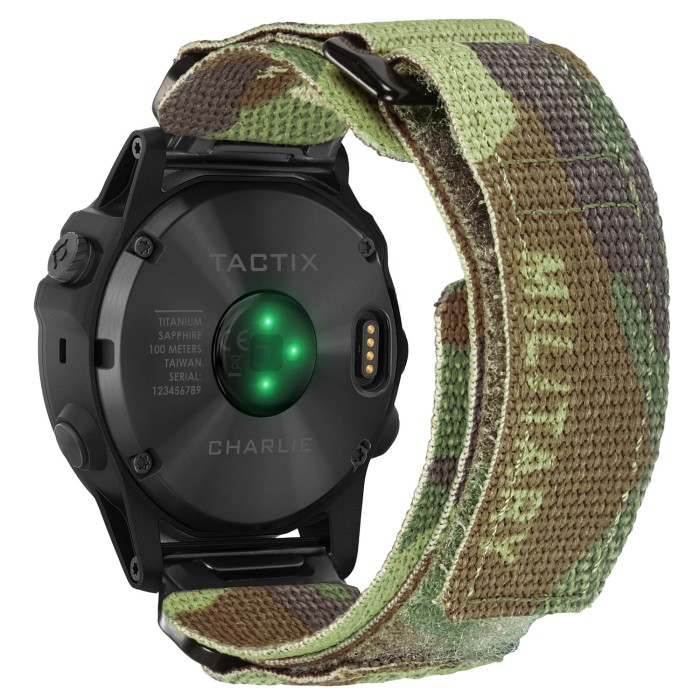 Ремінець для годинника Hemsut HGA131 Military nylon strap with Velcro Garmin Camo Green  22 mm