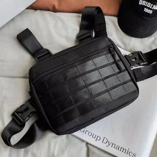 Чорна чоловіча сумка тактична нагрудна, Нагрудна сумка кобура, Сумка ЗСУ, Сумка через плече військова